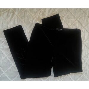 INC Black Velvet Straight Leg Zip Up Glam Chic Work Party Dress Pants -Size 10P